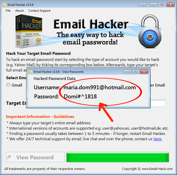 Hack hotmail password free